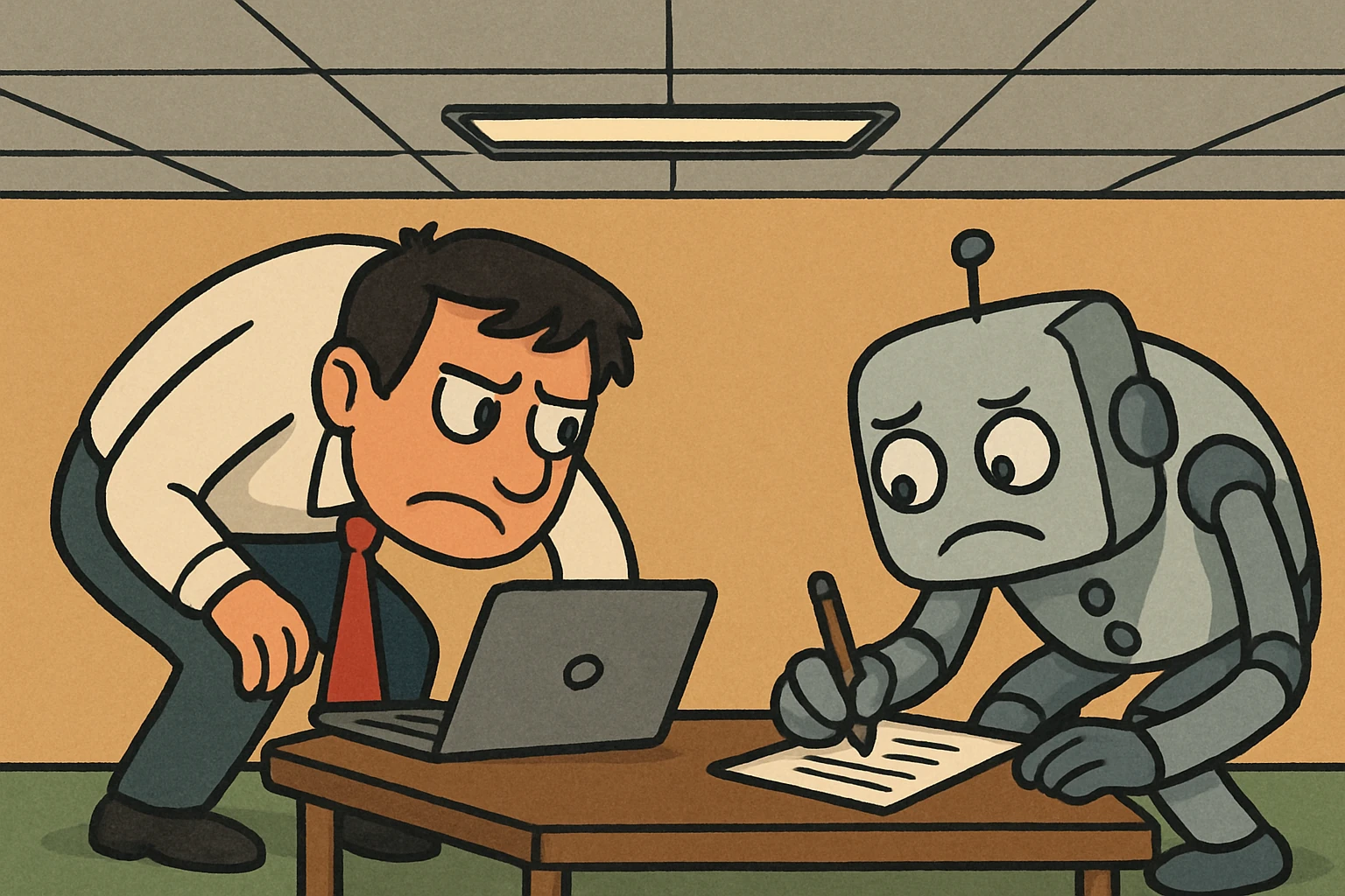 A robot buckling under the weight of overhead, signaling the moment a tool change becomes unavoidable.