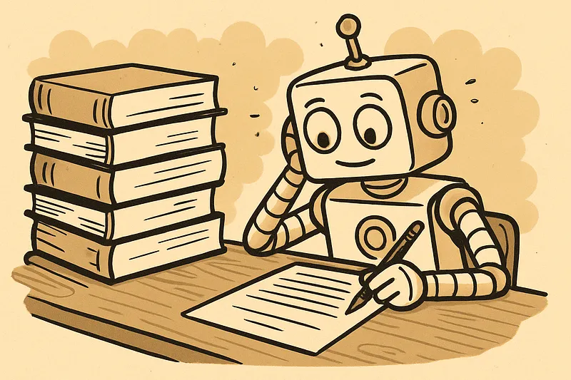 A robot tapping its temple knowingly, representing knowledge embedded in focused, purposeful scripts.
