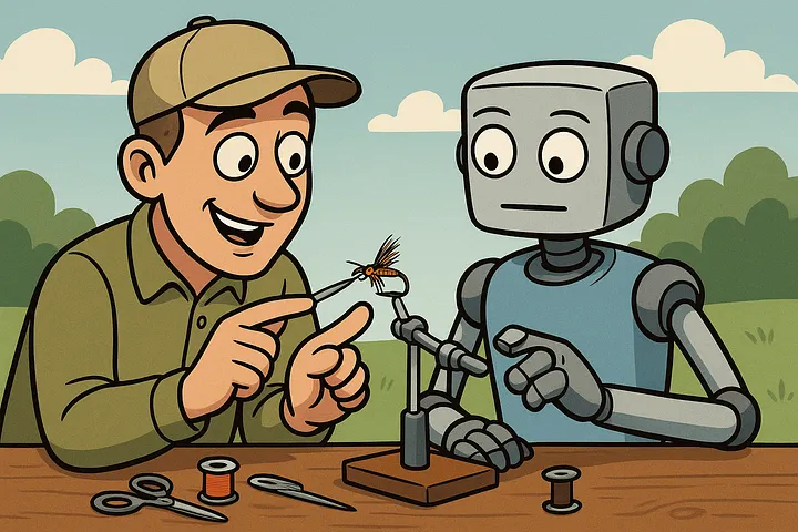 A robot completing a pre-flight checklist before launch, embodying the discipline of seeing work through.
