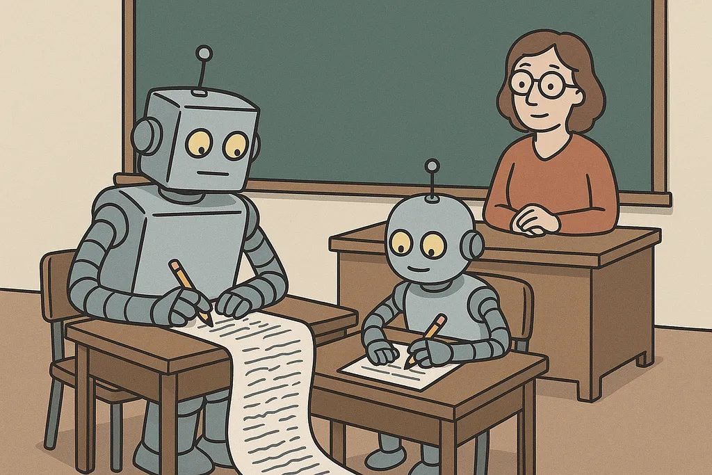 A small, spare robot accomplishing sophisticated architectural work with minimal resources.
