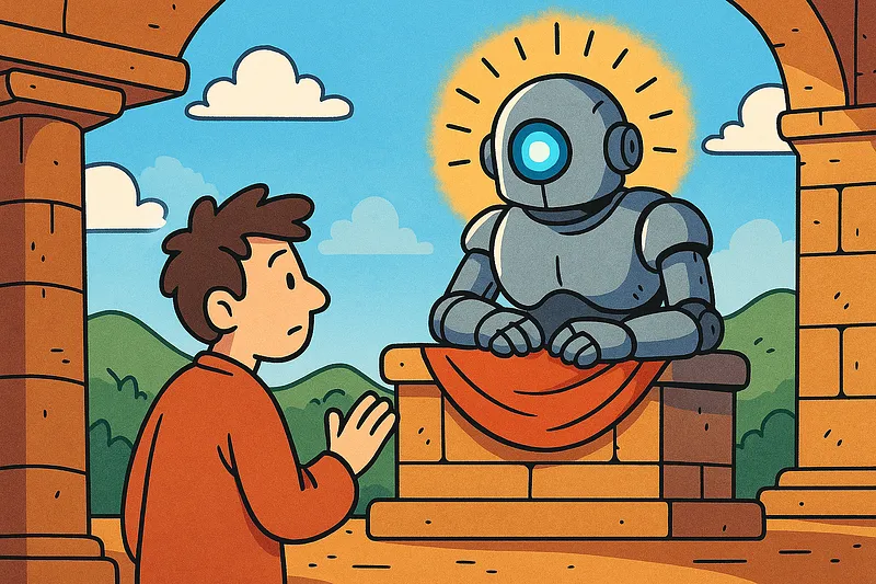 A robot pausing mid-thought, posed with a raised hand, holding an unanswered question.