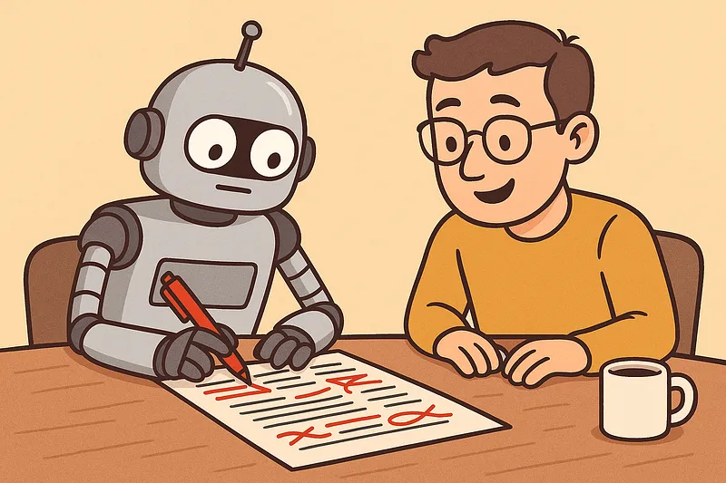 An AI system receiving feedback in both directions, learning to critique its own outputs as well as create them.