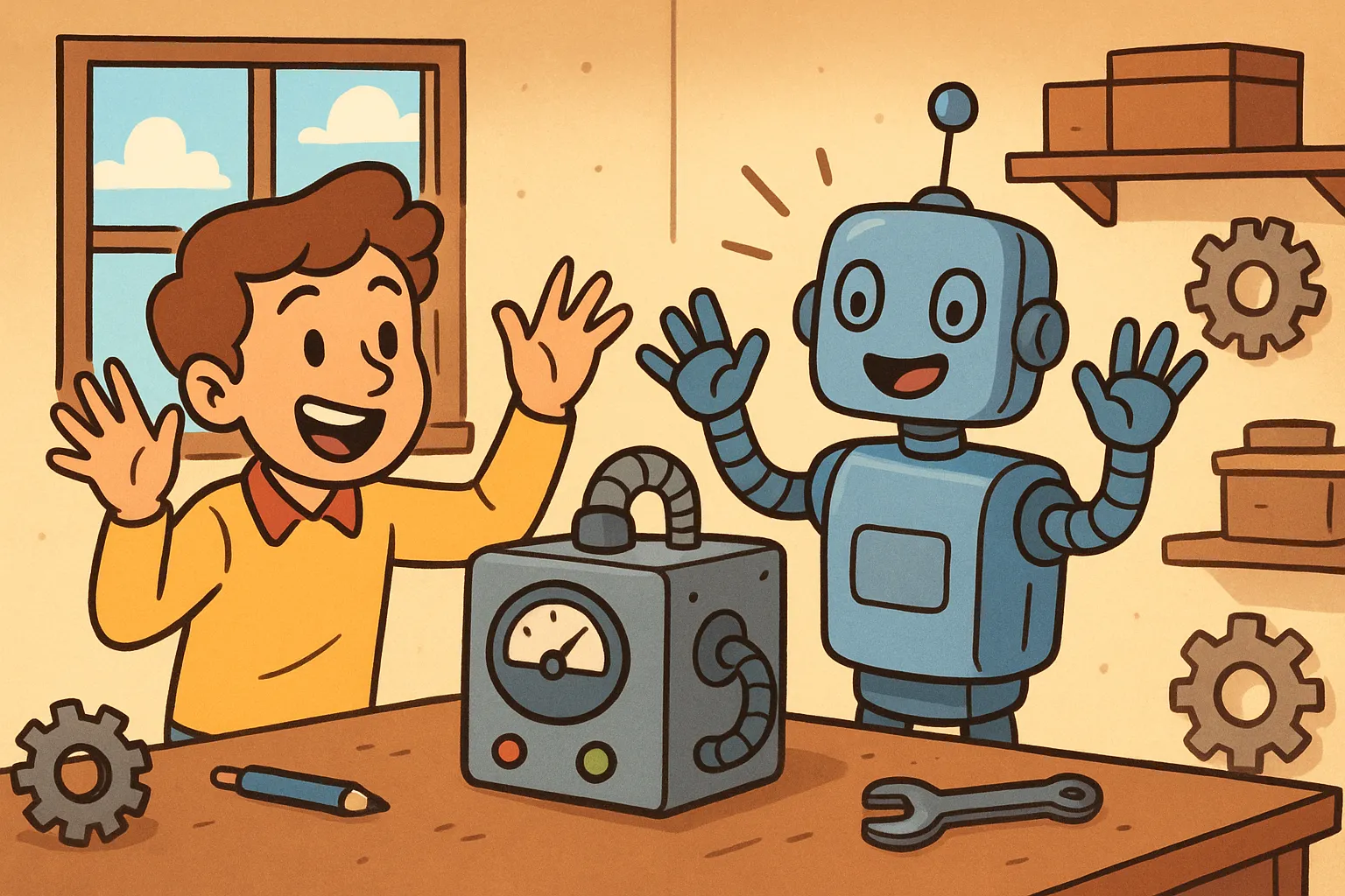 A robot crossing a rope bridge toward a destination that was always visible, the path simply taking time to build.